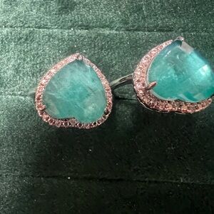 Elegant Silver and paraiba tourmaline Heart ring